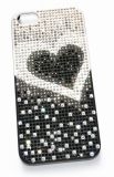 Inlaid Rhinestone Black Heart Back Cover for iPhone 5/5s (MB1045)