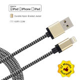 Mfi Certified Manufactures Wholesale 3.3ft 1m 8 Pin Connector Whie and Black Nylon Braided Lightning Cables for iPhone 6 Charger Cable