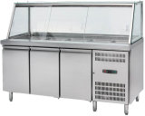 Snack Bar Pizza Preparation Counter Refrigerator with Glass Lids (GN3100TNC)