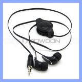 Stereo Blow Black Ear Phone 3.5mm Retractable Earphones
