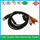 Top Quality Black USB to 3 RCA Cable