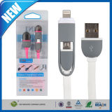 Use for Ios 8 Pin & Android 2 in 1 Micro USB Cable Sync Data Charging Charger Flat Noodle Cable for Samsung & iPhone