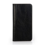 Byp-213 Black Genuine Leather Flip Case for iPhone 6 Plus