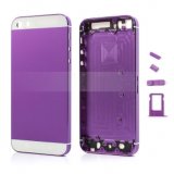 High Quality Full Housing Faceplates W/ Buttons SIM Card Tray for iPhone 5s - White / Purple