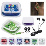 Promotional Logo Printed Earbuds in Square Case (PM183)
