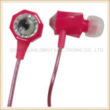 Top Sell Swarovski Crystal Earphone with Rose-Red Color