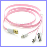 1m 3 In1 Flat Cable Micro 30 Pin 8 Pin Cable for iPhone Samusng Mobile Tablet PC