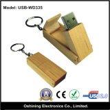 Folding Wood USB Flash Memory Drive with Keychain (USB-WD335)
