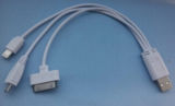 White Color 3 in 1 Mobile Phone Cable with Micro USB/iPhone 4/iPhone 5 Connector