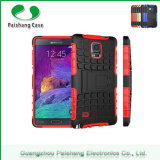 Beautiful TPU PC Grooved Tire Hybrid Kickstand Dual Design Mobile Phone Back Cover for Samsung Galaxy Note 4