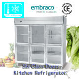 Stainless Steel Kitchen Refrigerator with Six Glass Doors