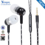 Fabric Cable Mobile Phone Earphone with Mic and Volume Control