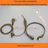 Acoustic Tube Throat Microphone for Motorola Radios with 2-Prong Plug