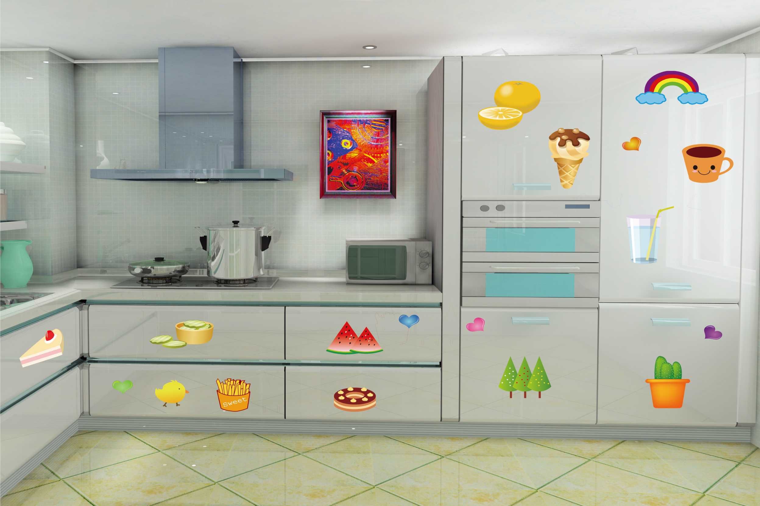 Ay632 New Apple Watermelon Vegetables Fruits Refrigerator Laptop Wall Sticker