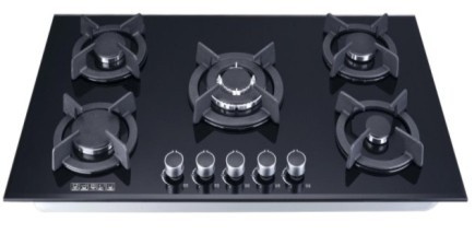 Black Glass Panel 5 Burner Built in Gas Stove