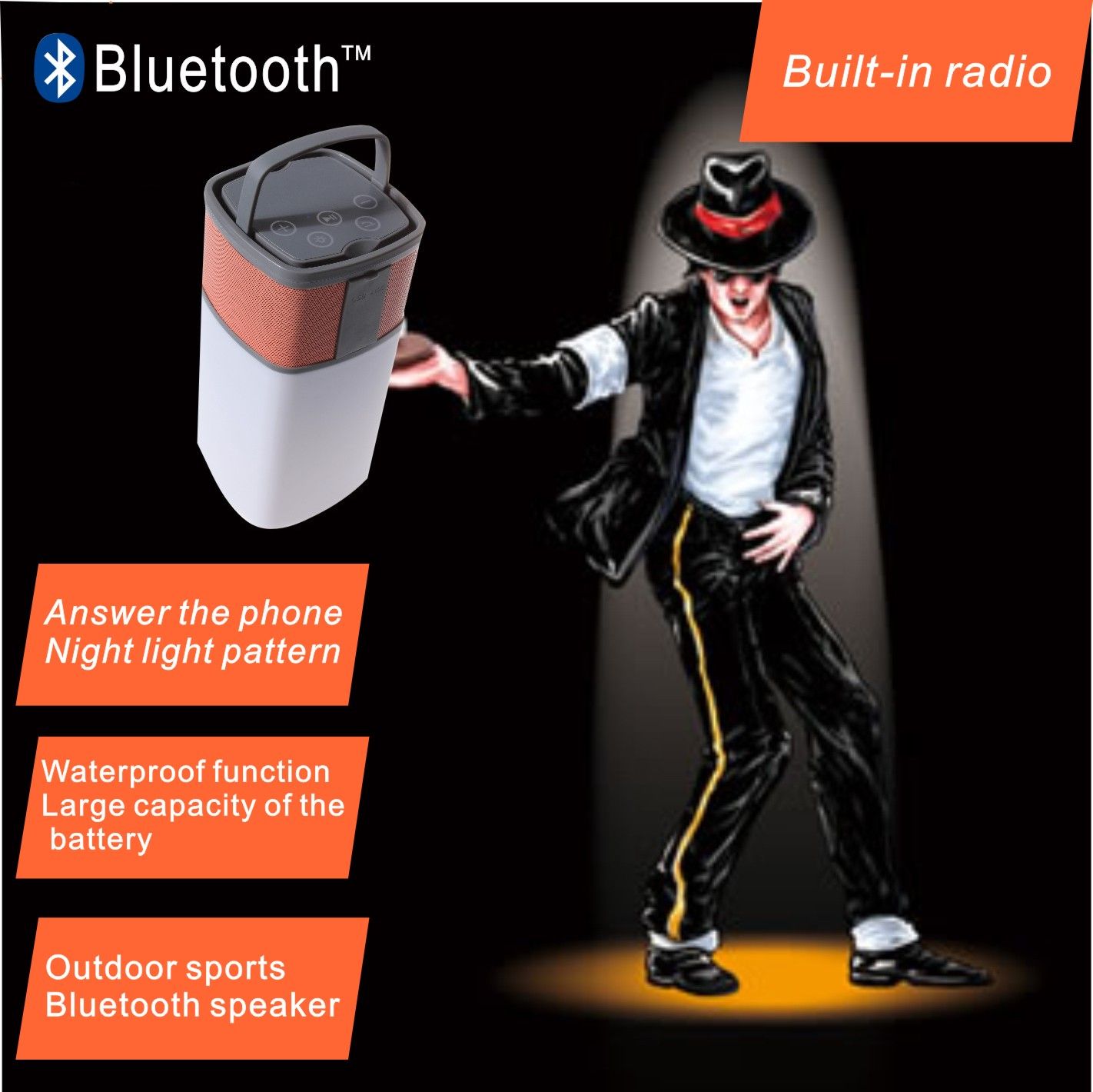 Private Model Bluetooth Speakers with Power Bank and LED Lighting