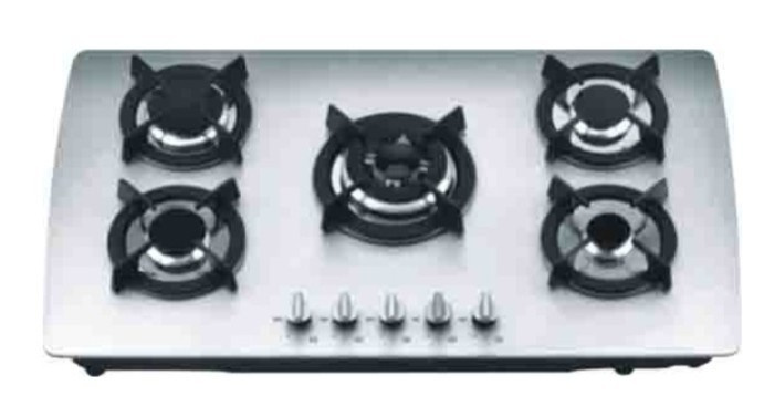 White Color Glass Panel 5 Burners Gas Stove