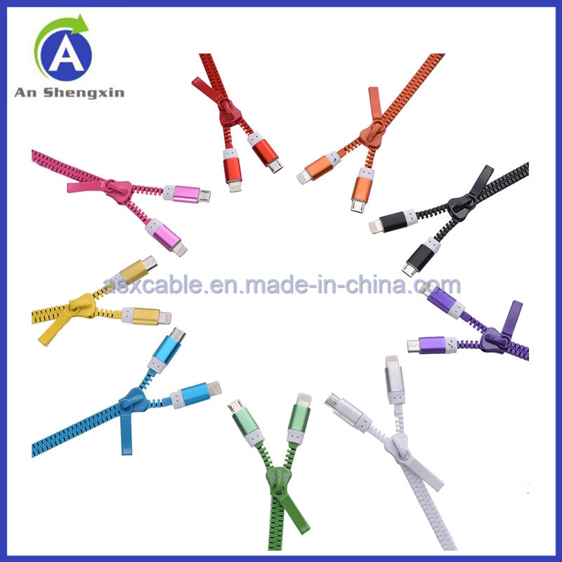 Mobile Phone 2 in 1 Zipper Open Charging USB Cable