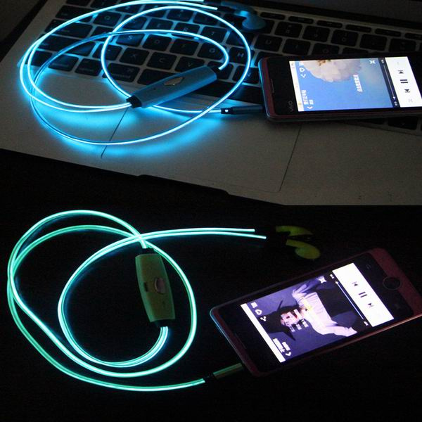 Factory Price High Bright EL Earphone/ EL Wire Earphone/ Glow Earphone