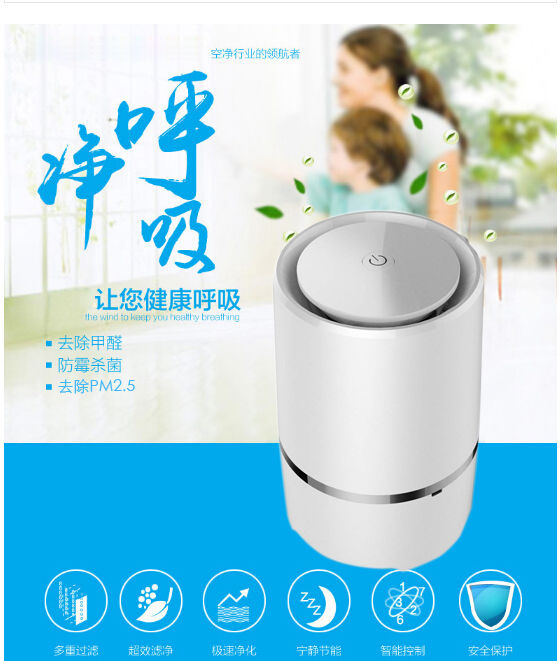 USB Negative Ion Desktop Air Purifier with HEPA