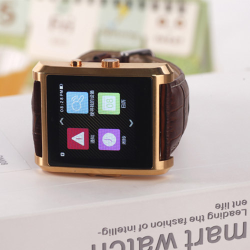 Dm08 Bluetooth Smart Watch Smartwatch Luxury Leather IPS Business Wristwatch Full View HD Screen for Android Ios