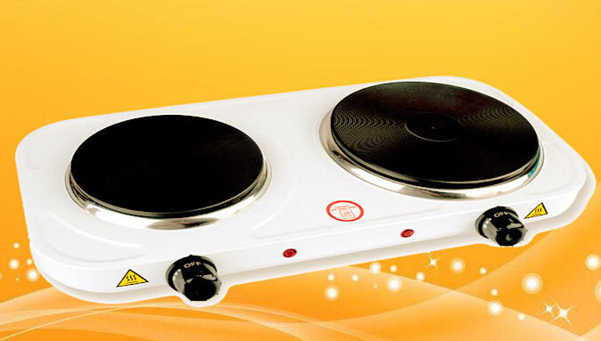 Electric Stove Double Burner Hot Plate (With Lid) , Electric Cooker with Cast Iron Heating Element