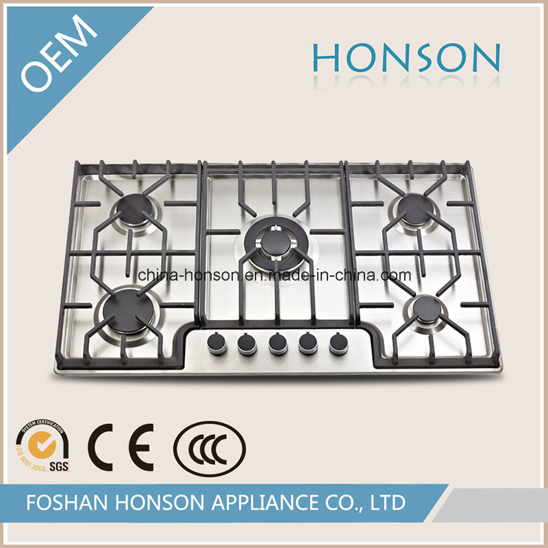 Five Burner Built in Stainless Steel Gas Hob