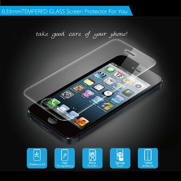 Factory Tempered Glass Screen Protector Anti-Fingerprint for iPhone5S/5c/5