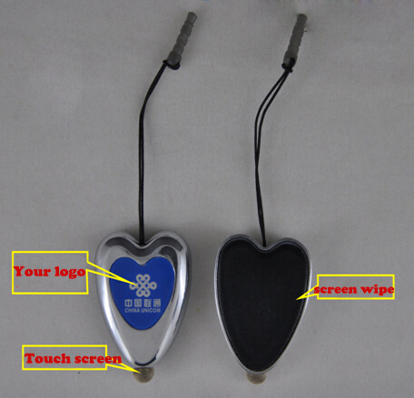 Heart-Shape Mini Stylus Capacitive Handwriting Mobile Phone Touch Pen with Screen Wipe Dust Plug for Phone PC