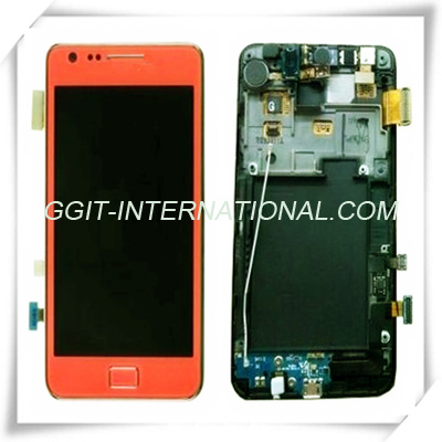 Red Original Mobile Phone LCD for Samsung Galaxy S2, LCD Display Touch Digitizer Assembly I9100, LCD Complete