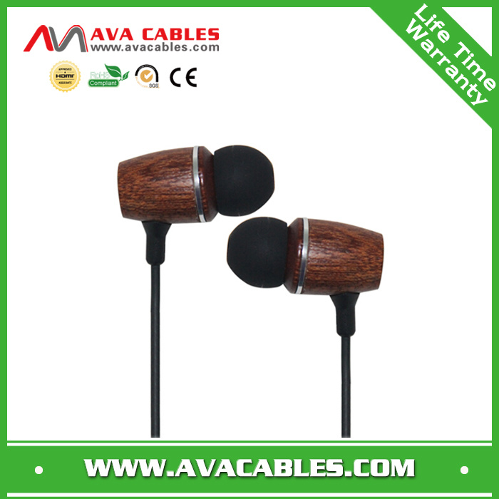 Christmas Gift Fashional Wooden Earphones Handsfree for Most Mobile Phone