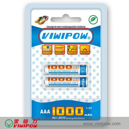 Ni-MH AAA 1.2V 1000mAh Battery Cell (VIP-AAA-1000)