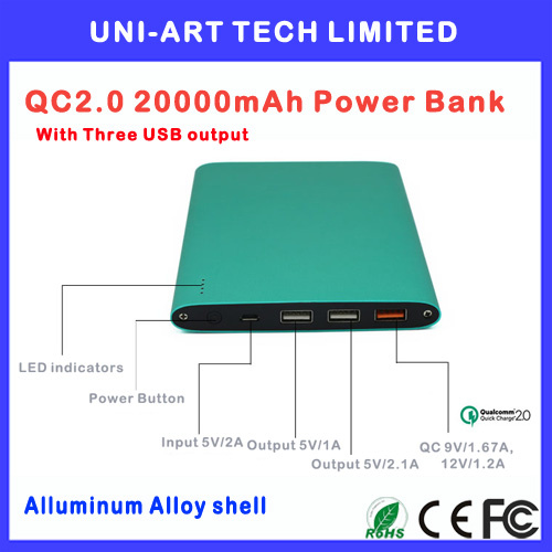 Big Capacity 20000mAh 2A Output Power Bank