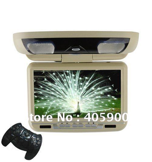Digital Screen 9 Inch HD Car Flip Down/Roof Mount DVD Player with USB/SD/IR/FM Transmitter/32bits Games