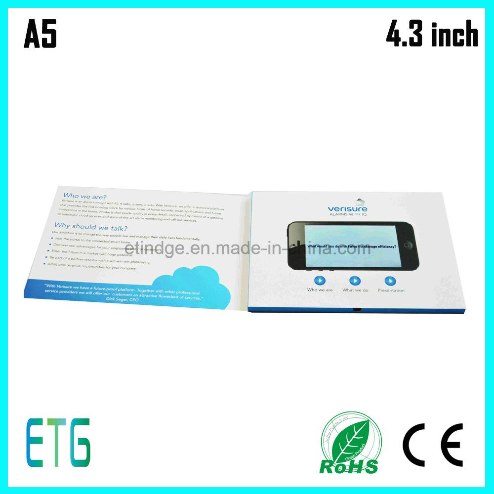 4.3 Inch Video Brochure /Video Greeting Card/LCD Blue Book-2014 Hot