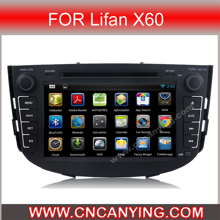 Car DVD Player for Pure Android 4.4 Car DVD Player with A9 CPU Capacitive Touch Screen GPS Bluetooth for Lifan X60 (AD-7093)