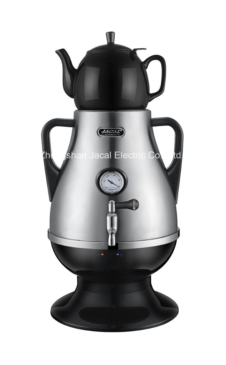 3.2L Stainless Steel Samovar (with thermometer and porcelain/glass teapot) [T25A]