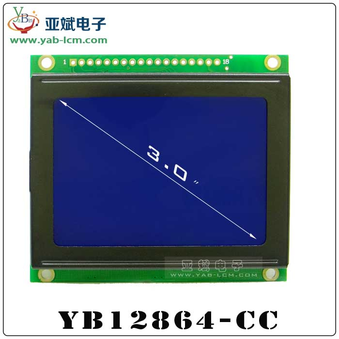 Blue 128 * 64 Graphic Liquid Crystal Display (3.3V/5Voptional)