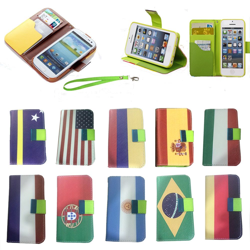 Cell Phone Accessories for Samsung, iPhone, Blackberry New Style Different Country Flag Phone Case Leater Case