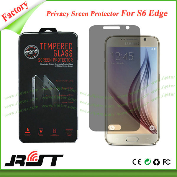 Anti Shatter Anti Spy Privacy Glass Screen Protector for Samsung Galaxy S6 Edge (RJT-C2006)