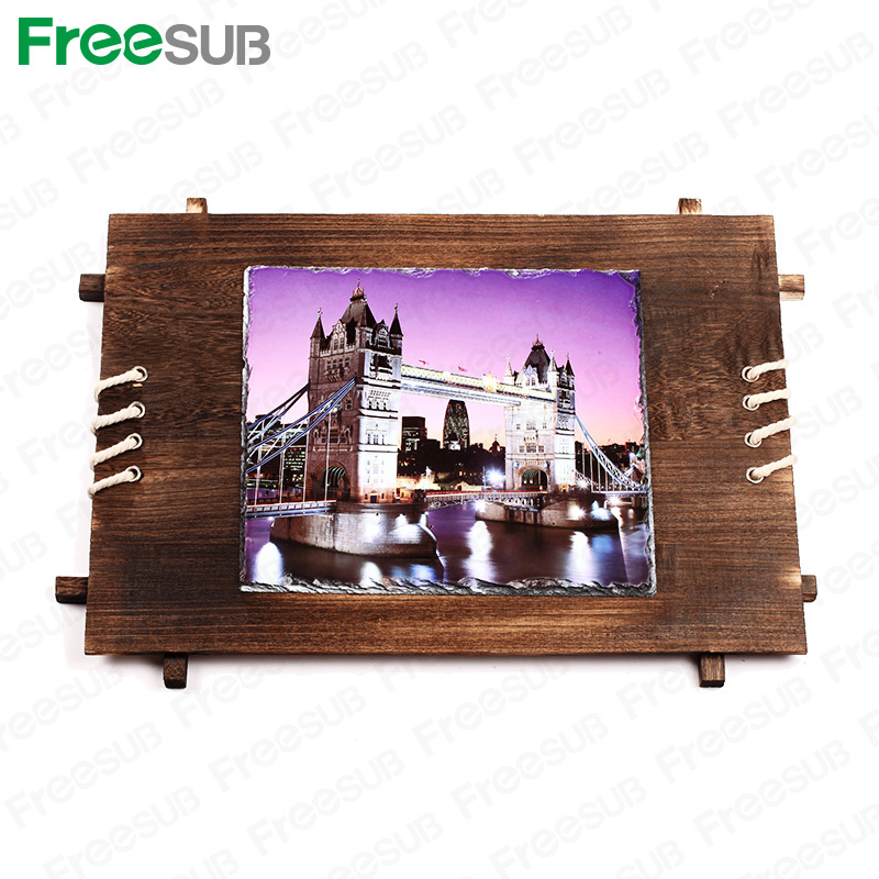 Freesub Sublimation Stone Rock Slate Wooden Frame 30*28cm (SH-40)