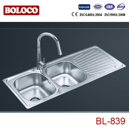 Double Bowl with Drainer Kitchen Sink