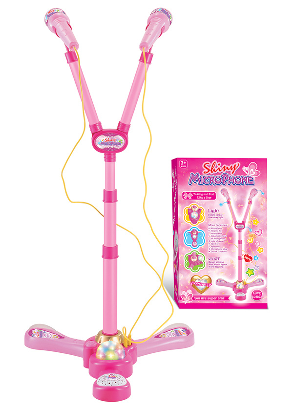 Plastic Electric Karaoke Double Microphone Toy with Light