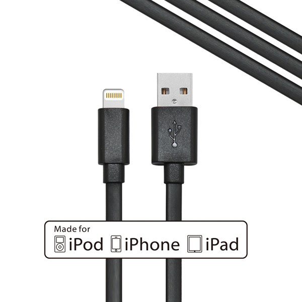 for Apple Mfi Certified 1m 3.3ft Flat Noodle USB Cable for iPhone 6 with C48 Chip 8 Pin Connector Data Charger Cable for iPad