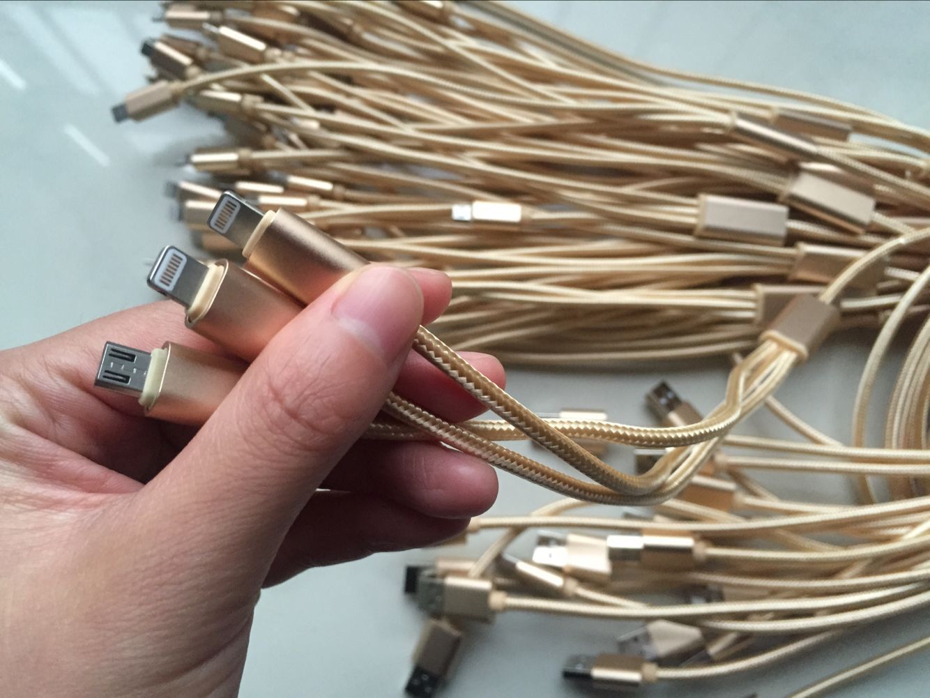 3 in 1 Weave USB Data Charger Cable for Smartphone