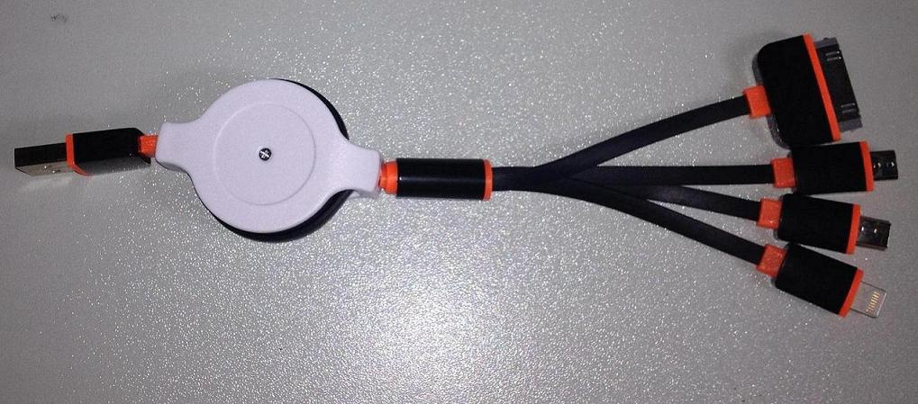 Retractable USB Cable with 4 Ports