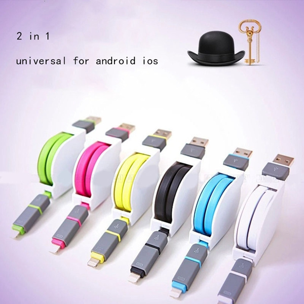 2 In1 Retractable Data Sync Charger Cable for iPhone6 Android