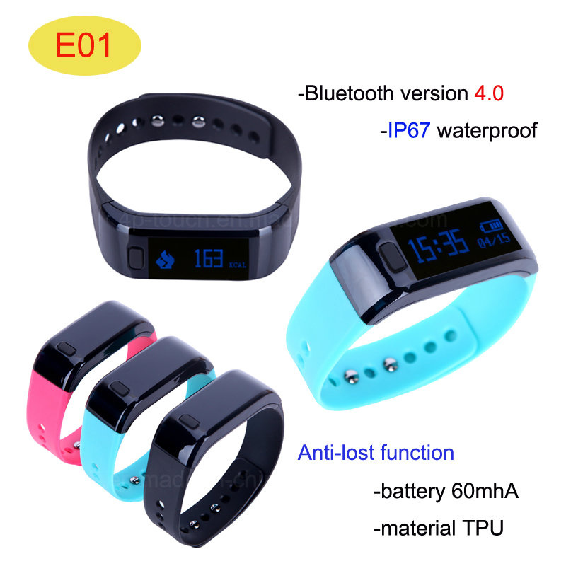 New Design Waterproof IP67 Smart Bracelet with Bluetooth 4.0 (E01)