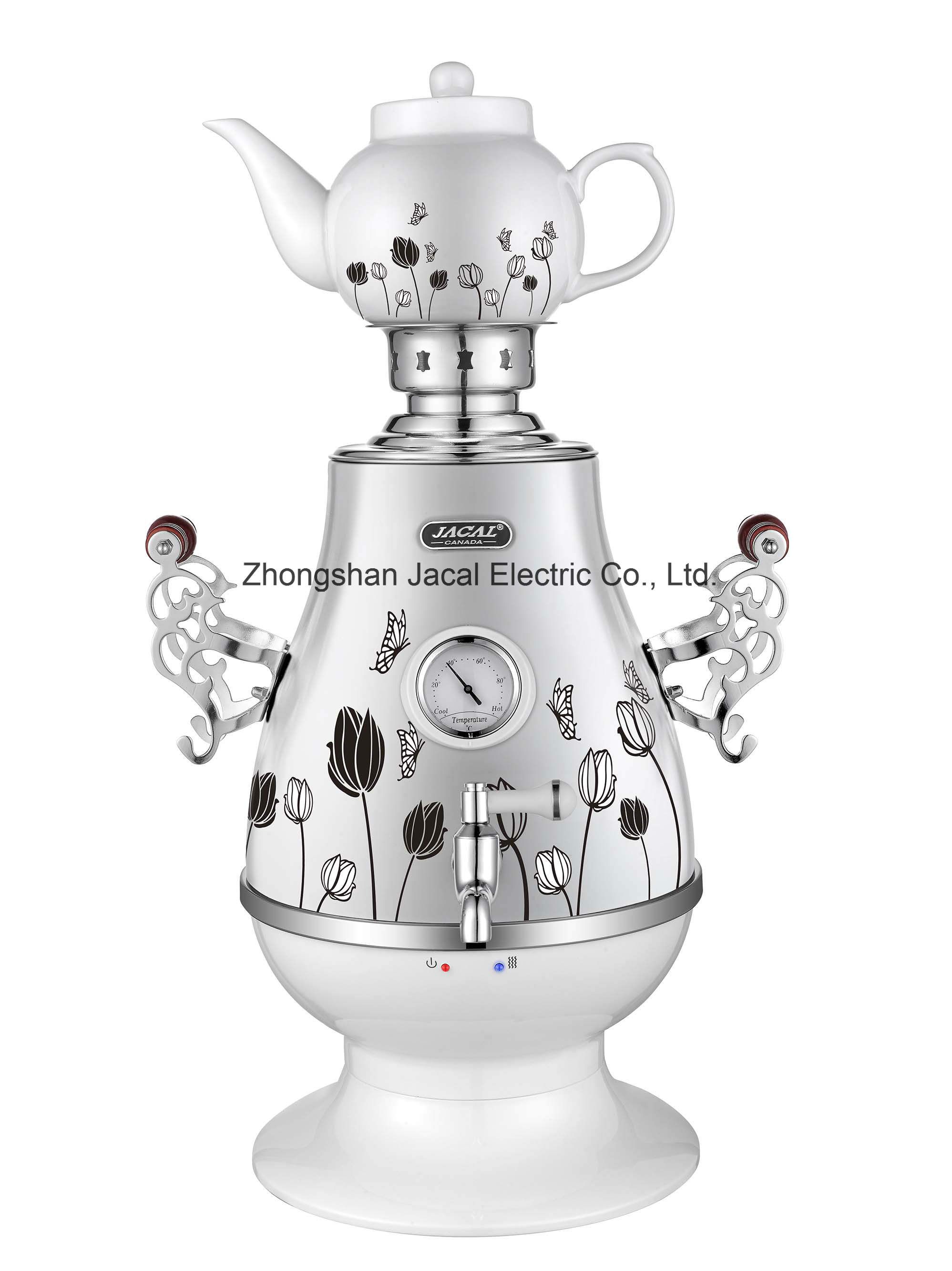 3.2L Stainless Steel Samovar (with thermometer and porcelain/glass teapot) [T25D Ss Tray & Handle]