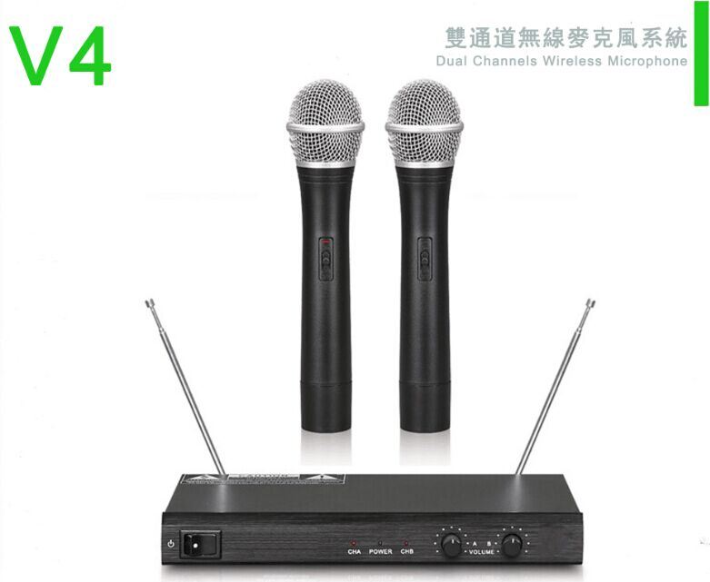 Professional Dual Channels Wireless Microphone V4